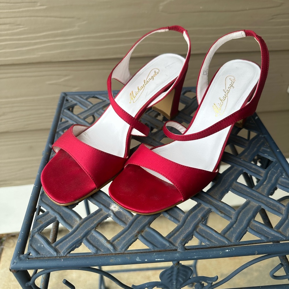 Elegant Red Heeled Sandals